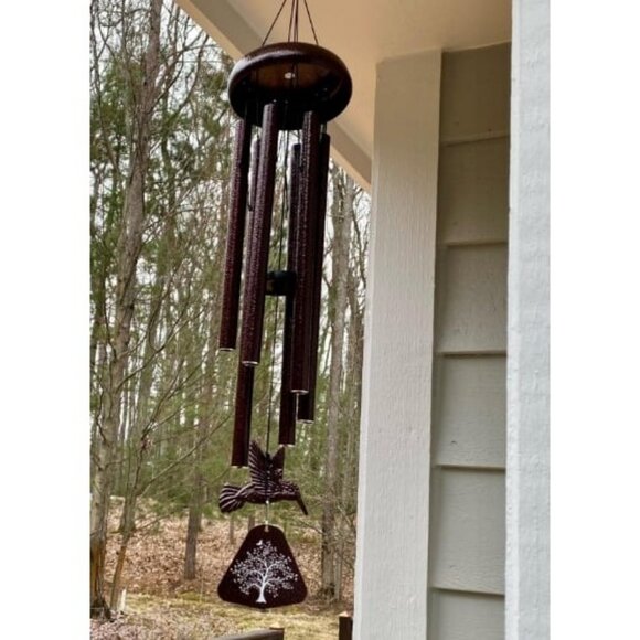 Sympathy Bronze Wind Chimes with Hummingbird Wind Spinner, Memorial Wind Chimes - Picture 1 of 1